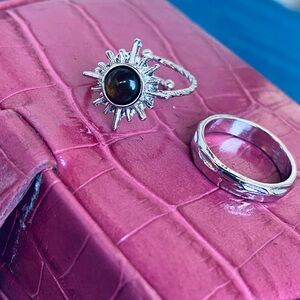 Silver Sunburst and Silver Band Ring Bundle